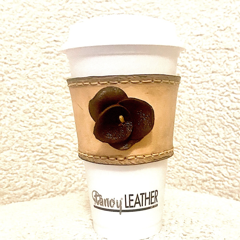Handmade genuine leather coffee cozy!